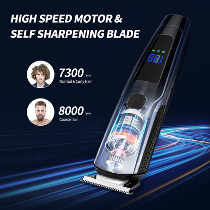 Hair Clipper for Men, All in One Grooming Kit IPX7 Waterproof, Cordless Electric Beard Trimmer, USB Rechargeable Body Mustache Nose Ear Facial Cutting Groomer for Wet/Dry W/ LED Display