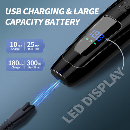 Hair Clipper for Men, All in One Grooming Kit IPX7 Waterproof, Cordless Electric Beard Trimmer, USB Rechargeable Body Mustache Nose Ear Facial Cutting Groomer for Wet/Dry W/ LED Display