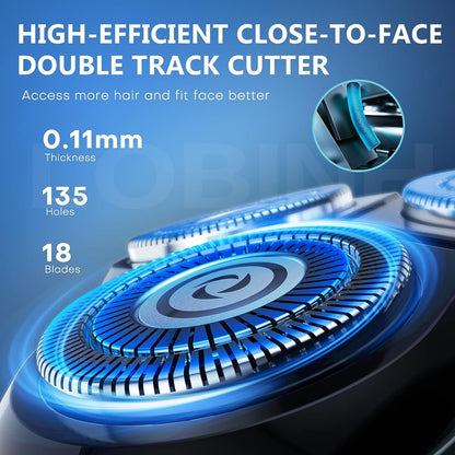 Hoey Electric Shaver Razor for Men, 3 in 1 Men’s Cordless LED Display IPX7 Waterproof Facial Nose Hair Beard Trimmer Grooming Haircut Kit with Wet Dry Rechargeable Use