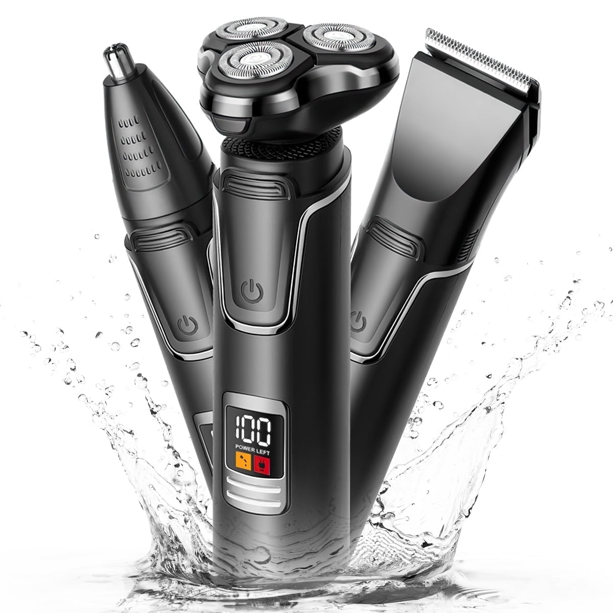 Hoey Electric Shaver Razor for Men, 3 in 1 Men’s Cordless LED Display IPX7 Waterproof Facial Nose Hair Beard Trimmer Grooming Haircut Kit with Wet Dry Rechargeable Use